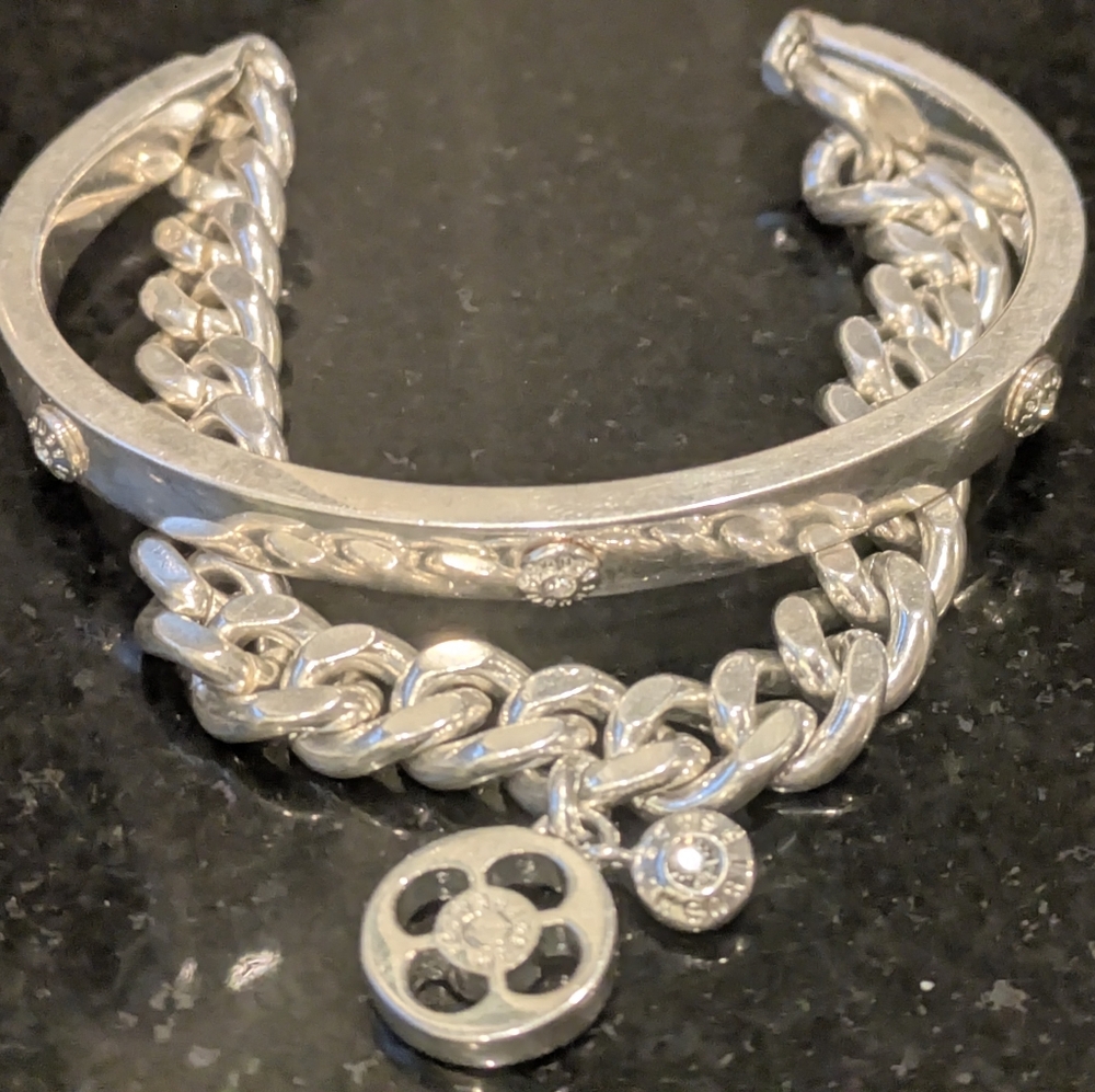 Henri Bendel Double Cuff Bracelet Silver